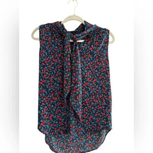 Loft Sleeveless Tie Front Floral Blouse / Size Small